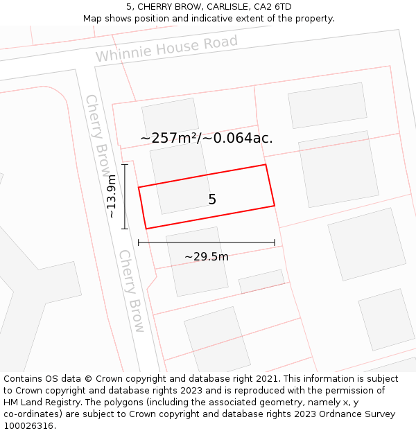 5, CHERRY BROW, CARLISLE, CA2 6TD: Plot and title map