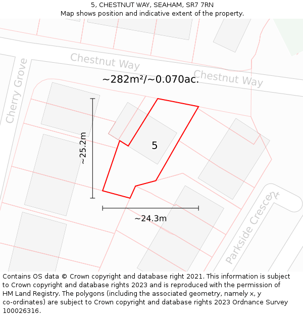 5, CHESTNUT WAY, SEAHAM, SR7 7RN: Plot and title map