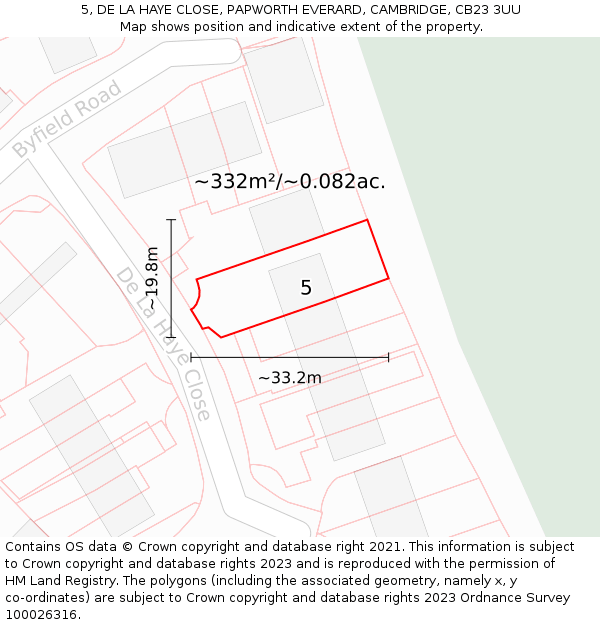 5, DE LA HAYE CLOSE, PAPWORTH EVERARD, CAMBRIDGE, CB23 3UU: Plot and title map