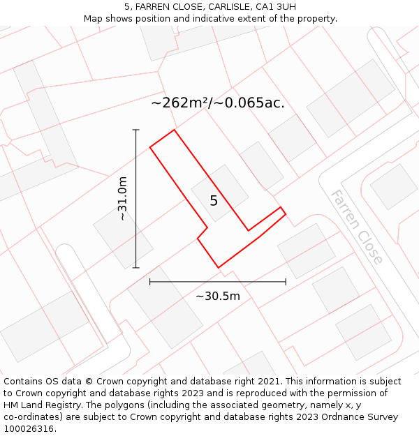 5, FARREN CLOSE, CARLISLE, CA1 3UH: Plot and title map