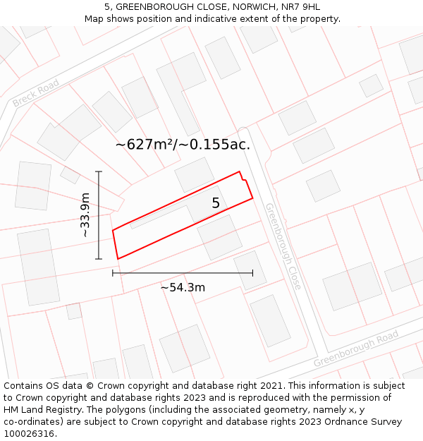 5, GREENBOROUGH CLOSE, NORWICH, NR7 9HL: Plot and title map