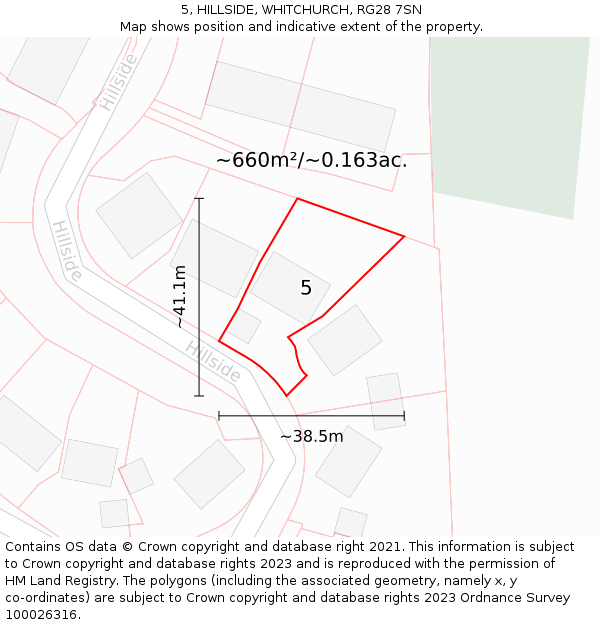5, HILLSIDE, WHITCHURCH, RG28 7SN: Plot and title map