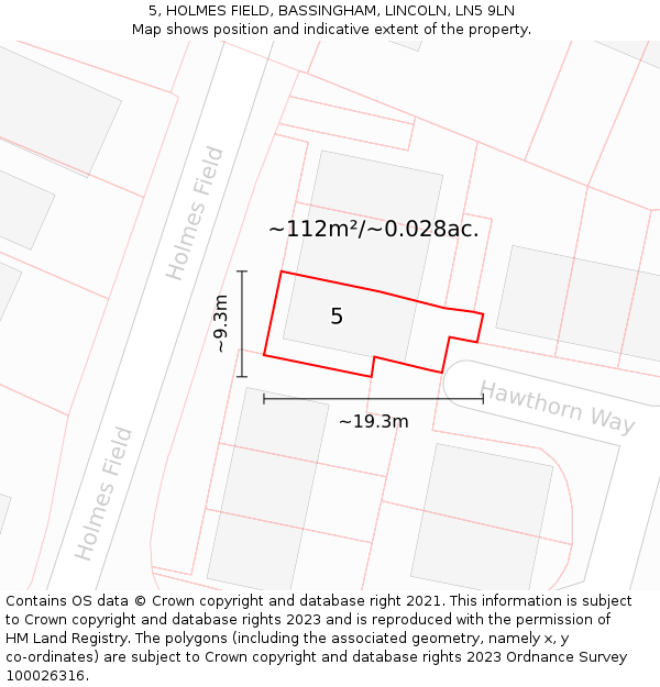 5, HOLMES FIELD, BASSINGHAM, LINCOLN, LN5 9LN: Plot and title map