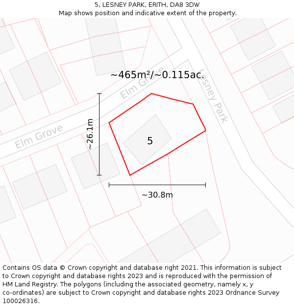 5, LESNEY PARK, ERITH, DA8 3DW: Plot and title map