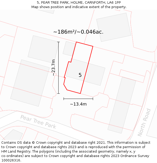 5, PEAR TREE PARK, HOLME, CARNFORTH, LA6 1PP: Plot and title map