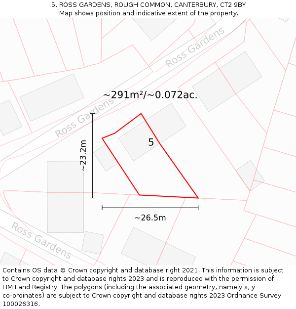 5, ROSS GARDENS, ROUGH COMMON, CANTERBURY, CT2 9BY: Plot and title map