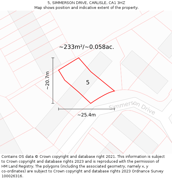 5, SIMMERSON DRIVE, CARLISLE, CA1 3HZ: Plot and title map