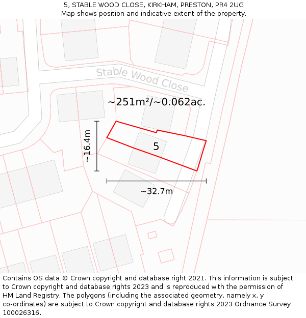 5, STABLE WOOD CLOSE, KIRKHAM, PRESTON, PR4 2UG: Plot and title map