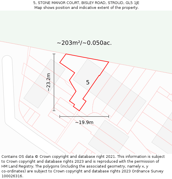 5, STONE MANOR COURT, BISLEY ROAD, STROUD, GL5 1JE: Plot and title map