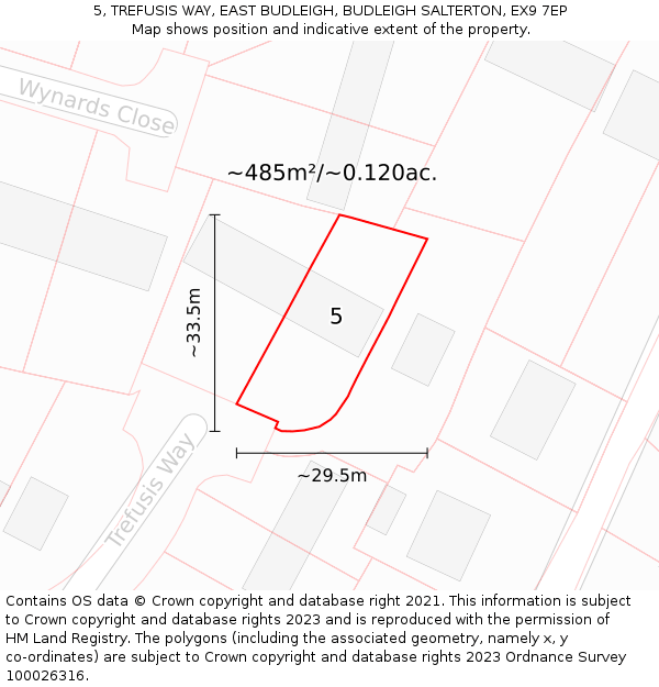 5, TREFUSIS WAY, EAST BUDLEIGH, BUDLEIGH SALTERTON, EX9 7EP: Plot and title map