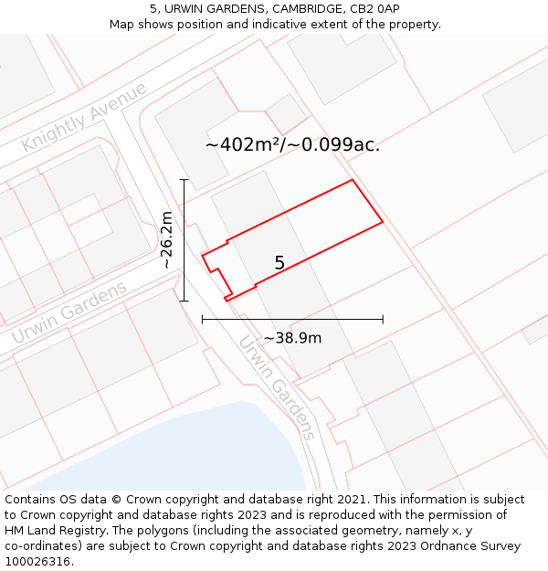 5, URWIN GARDENS, CAMBRIDGE, CB2 0AP: Plot and title map