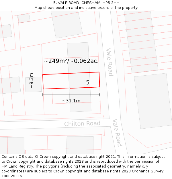 5, VALE ROAD, CHESHAM, HP5 3HH: Plot and title map