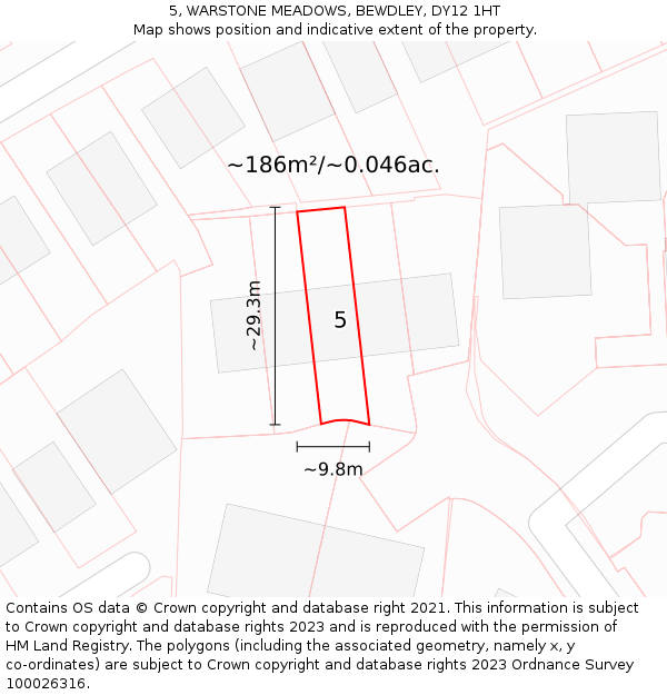 5, WARSTONE MEADOWS, BEWDLEY, DY12 1HT: Plot and title map