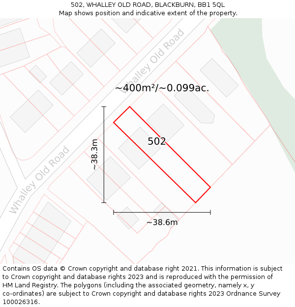 502, WHALLEY OLD ROAD, BLACKBURN, BB1 5QL: Plot and title map