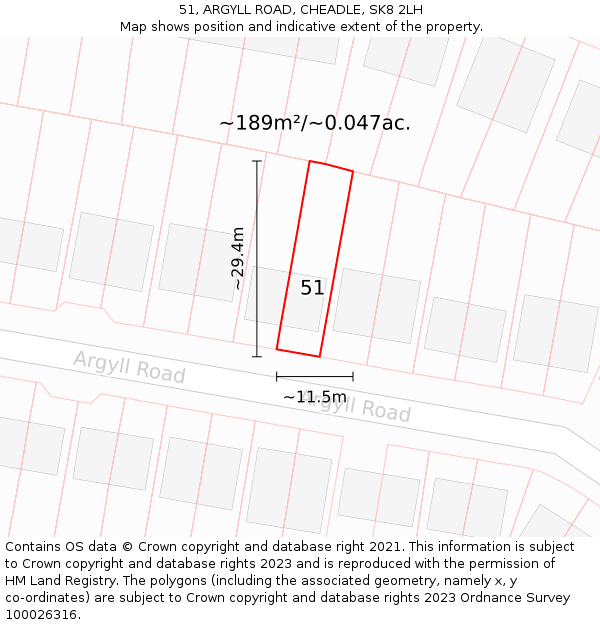 51, ARGYLL ROAD, CHEADLE, SK8 2LH: Plot and title map