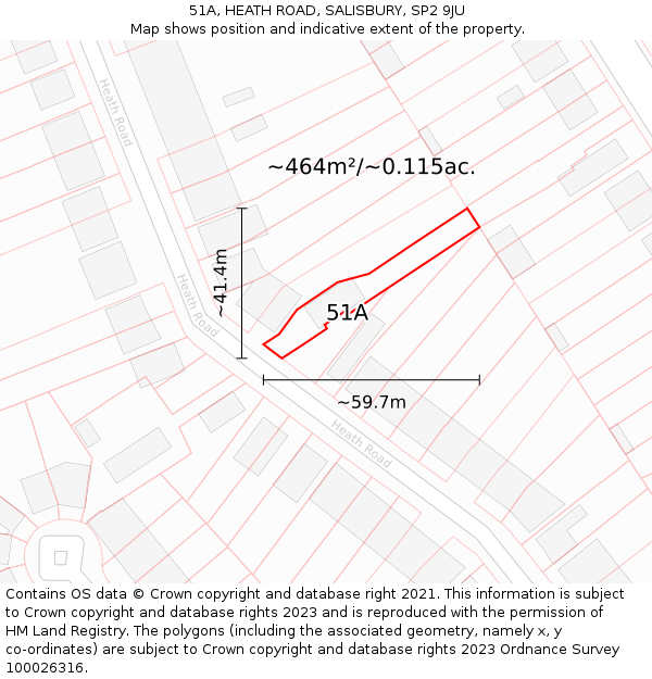 51A, HEATH ROAD, SALISBURY, SP2 9JU: Plot and title map