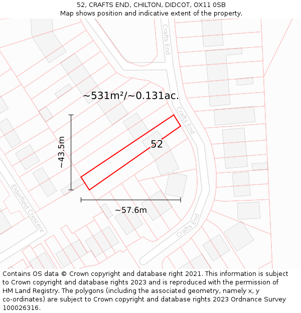 52, CRAFTS END, CHILTON, DIDCOT, OX11 0SB: Plot and title map