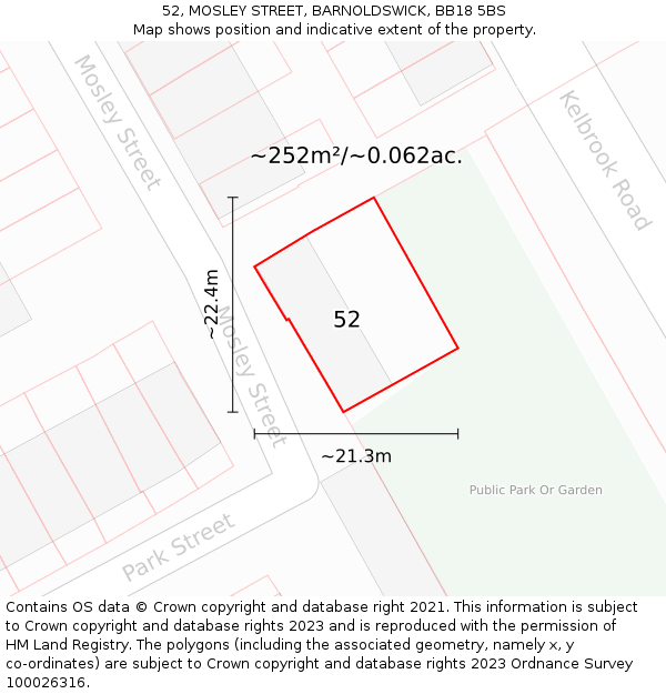 52, MOSLEY STREET, BARNOLDSWICK, BB18 5BS: Plot and title map