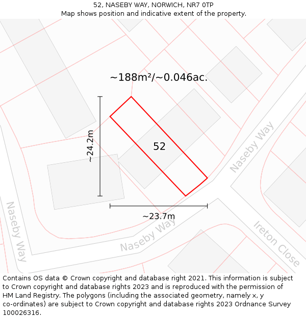 52, NASEBY WAY, NORWICH, NR7 0TP: Plot and title map