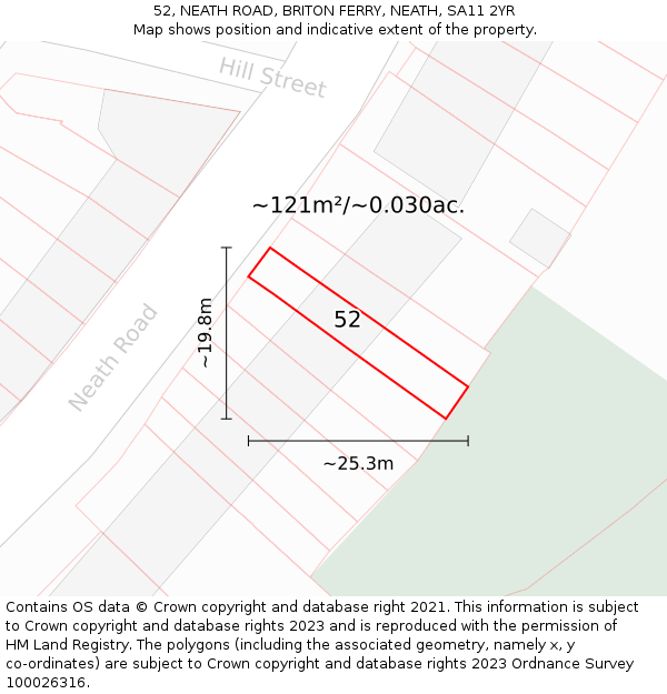 52, NEATH ROAD, BRITON FERRY, NEATH, SA11 2YR: Plot and title map