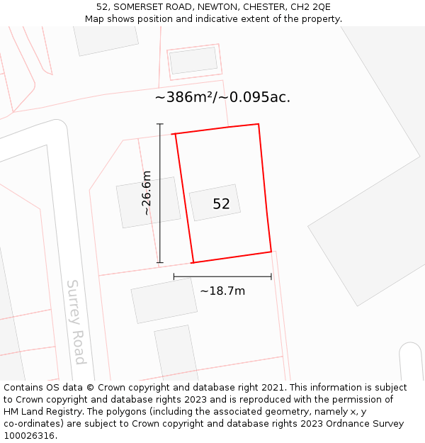52, SOMERSET ROAD, NEWTON, CHESTER, CH2 2QE: Plot and title map