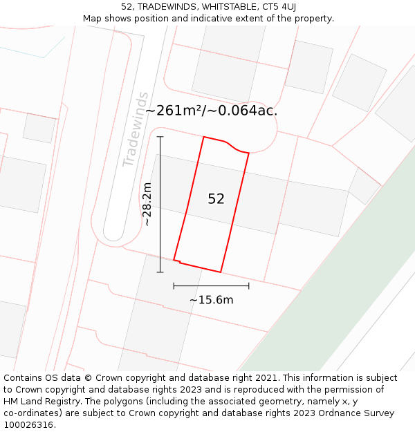 52, TRADEWINDS, WHITSTABLE, CT5 4UJ: Plot and title map