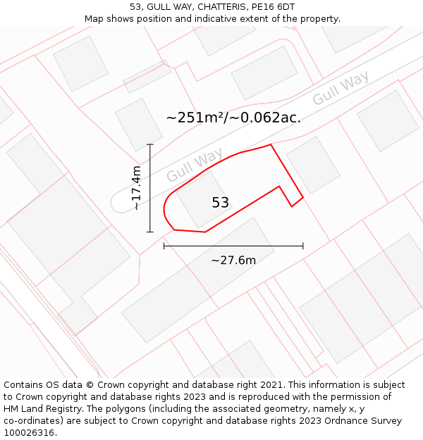 53, GULL WAY, CHATTERIS, PE16 6DT: Plot and title map