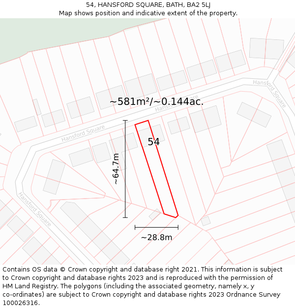 54, HANSFORD SQUARE, BATH, BA2 5LJ: Plot and title map