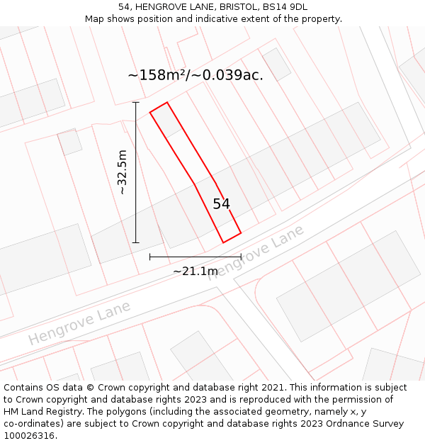 54, HENGROVE LANE, BRISTOL, BS14 9DL: Plot and title map