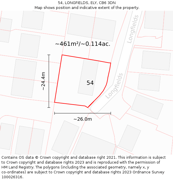 54, LONGFIELDS, ELY, CB6 3DN: Plot and title map