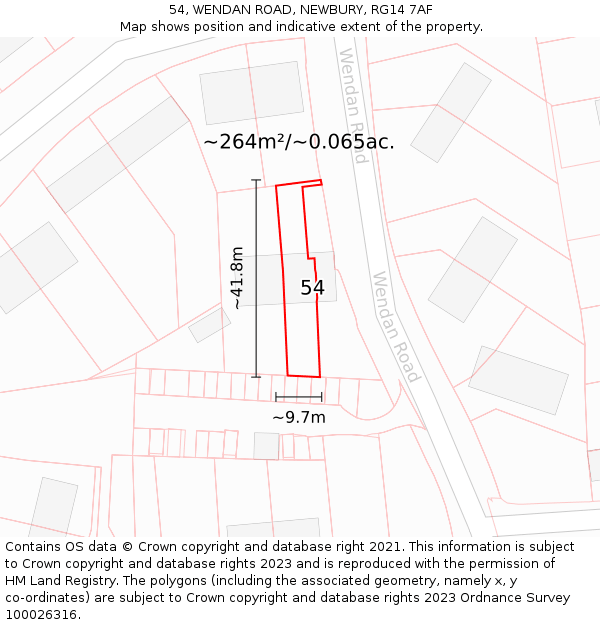 54, WENDAN ROAD, NEWBURY, RG14 7AF: Plot and title map