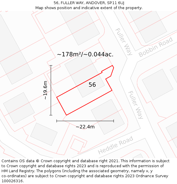 56, FULLER WAY, ANDOVER, SP11 6UJ: Plot and title map