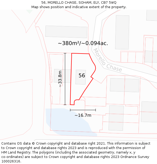 56, MORELLO CHASE, SOHAM, ELY, CB7 5WQ: Plot and title map