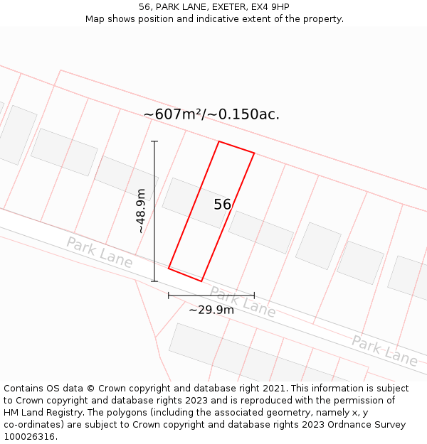 56, PARK LANE, EXETER, EX4 9HP: Plot and title map