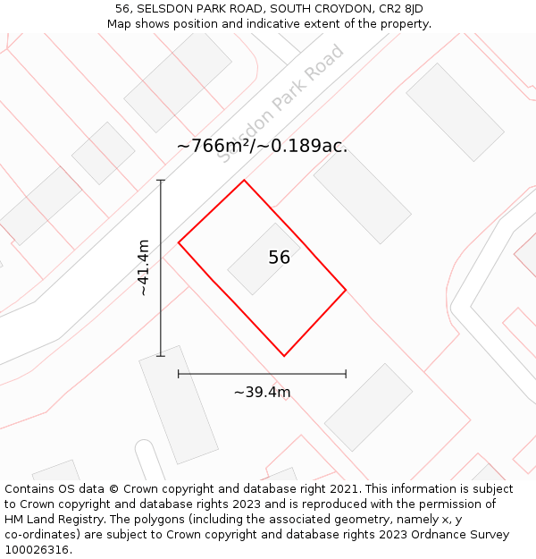 56, SELSDON PARK ROAD, SOUTH CROYDON, CR2 8JD: Plot and title map