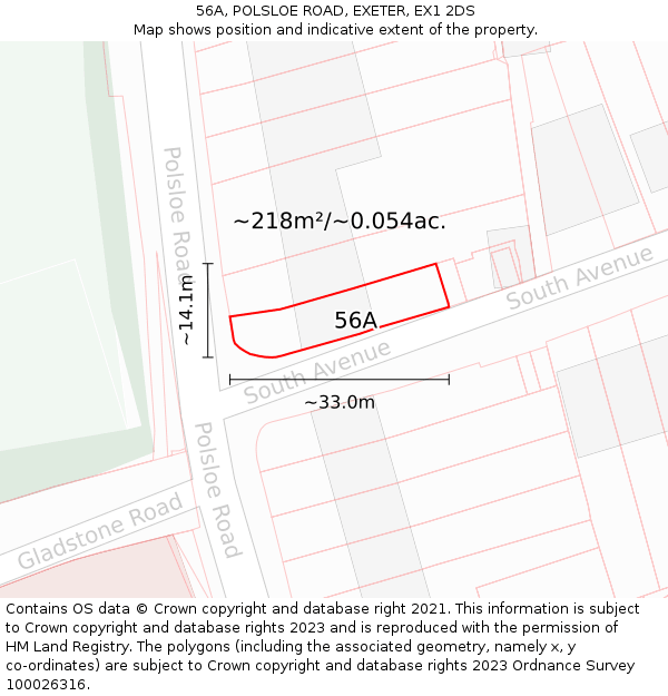 56A, POLSLOE ROAD, EXETER, EX1 2DS: Plot and title map