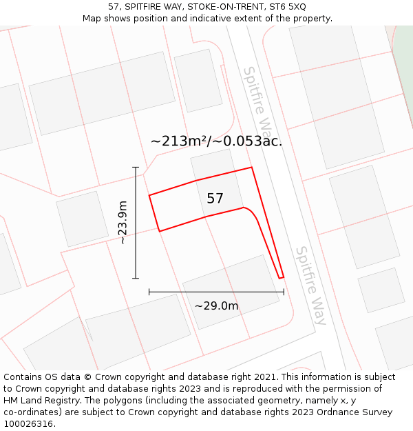 57, SPITFIRE WAY, STOKE-ON-TRENT, ST6 5XQ: Plot and title map