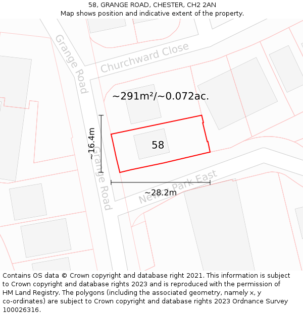 58, GRANGE ROAD, CHESTER, CH2 2AN: Plot and title map