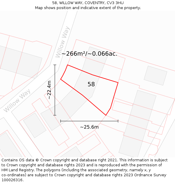 58, WILLOW WAY, COVENTRY, CV3 3HU: Plot and title map