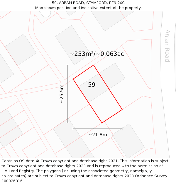59, ARRAN ROAD, STAMFORD, PE9 2XS: Plot and title map