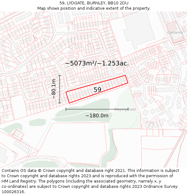 59, LYDGATE, BURNLEY, BB10 2DU: Plot and title map