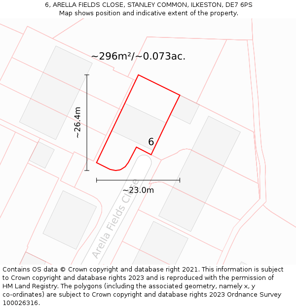6, ARELLA FIELDS CLOSE, STANLEY COMMON, ILKESTON, DE7 6PS: Plot and title map