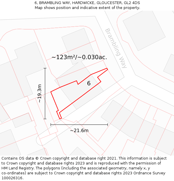 6, BRAMBLING WAY, HARDWICKE, GLOUCESTER, GL2 4DS: Plot and title map