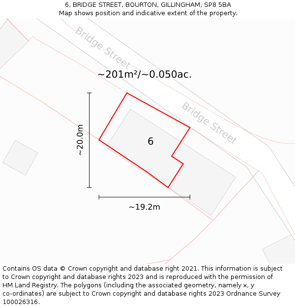 6, BRIDGE STREET, BOURTON, GILLINGHAM, SP8 5BA: Plot and title map