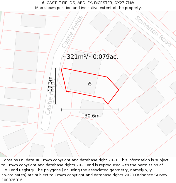 6, CASTLE FIELDS, ARDLEY, BICESTER, OX27 7NW: Plot and title map