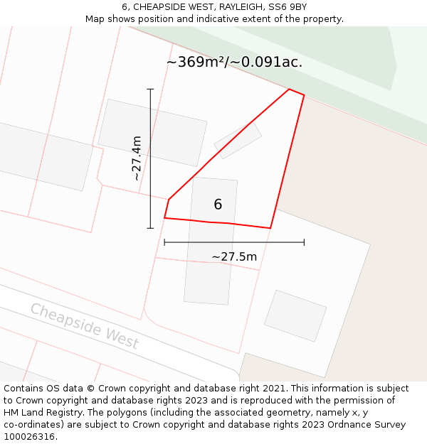 6, CHEAPSIDE WEST, RAYLEIGH, SS6 9BY: Plot and title map