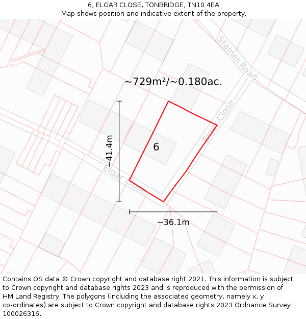 6, ELGAR CLOSE, TONBRIDGE, TN10 4EA: Plot and title map