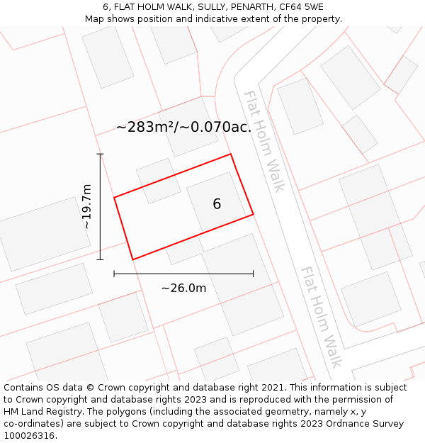 6, FLAT HOLM WALK, SULLY, PENARTH, CF64 5WE: Plot and title map