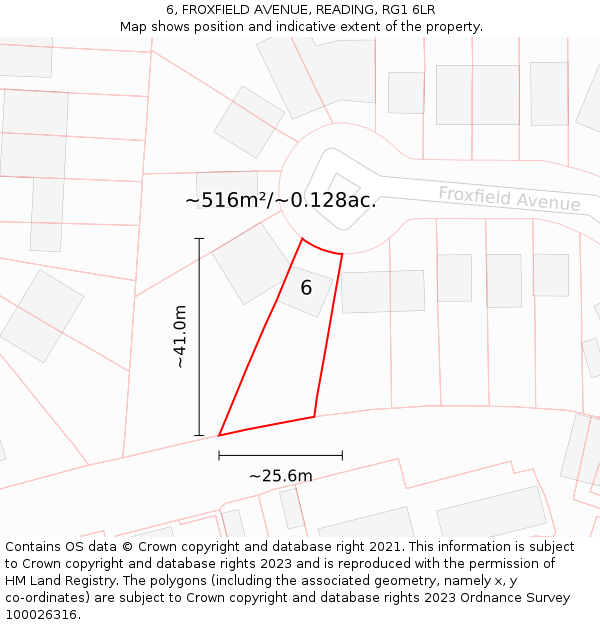 6, FROXFIELD AVENUE, READING, RG1 6LR: Plot and title map