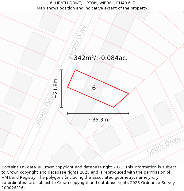 6, HEATH DRIVE, UPTON, WIRRAL, CH49 6LF: Plot and title map